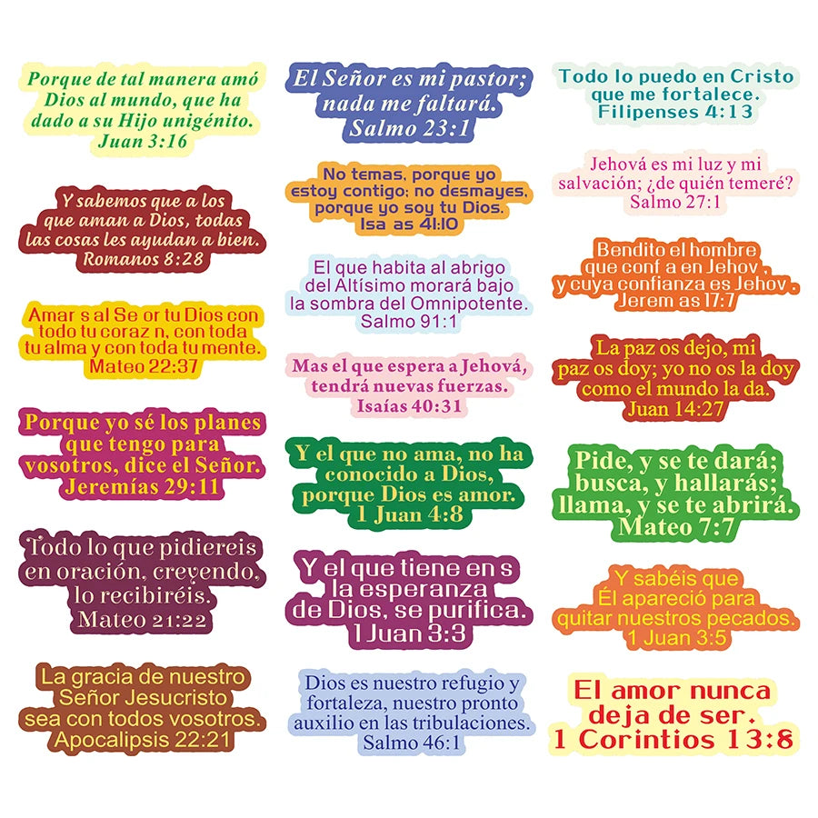 200 Pcs Versos de la Biblia En Espanol Stickers – Inspirados en textos de la biblia Catolica