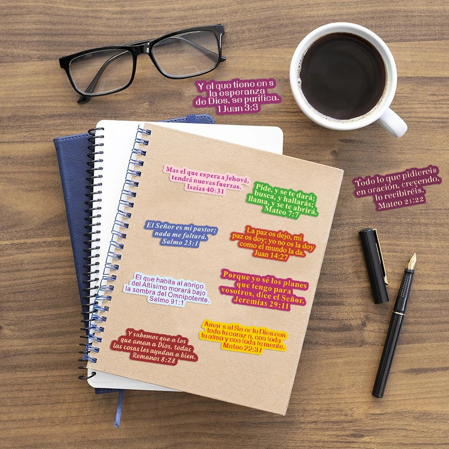200 Pcs Versos de la Biblia En Espanol Stickers – Inspirados en textos de la biblia Catolica