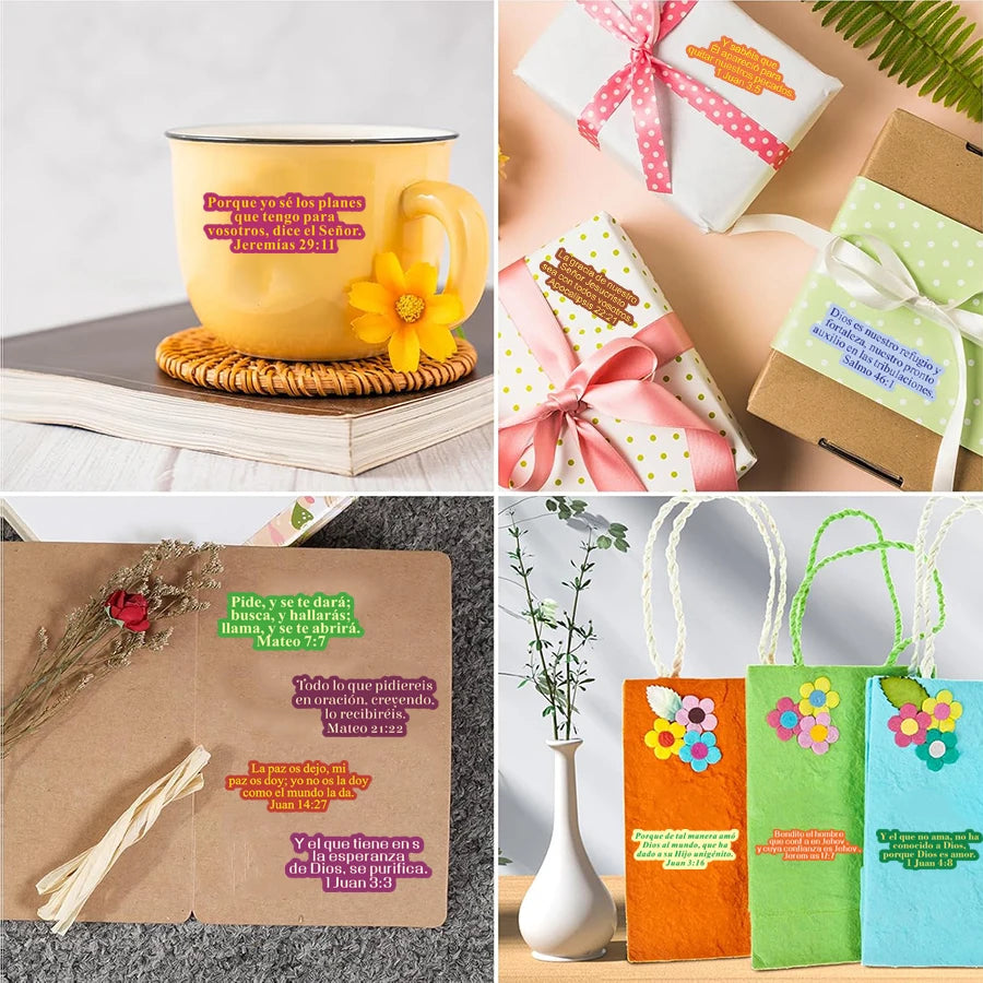 200 Pcs Versos de la Biblia En Espanol Stickers – Inspirados en textos de la biblia Catolica