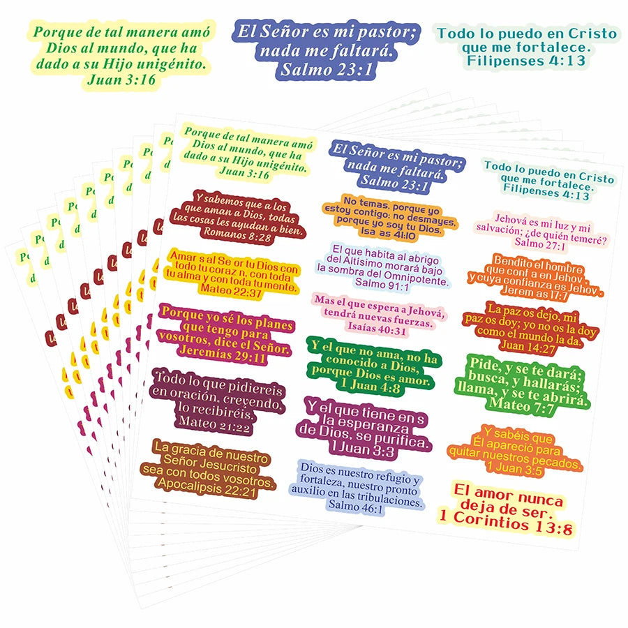 200 Pcs Versos de la Biblia En Espanol Stickers – Inspirados en textos de la biblia Catolica