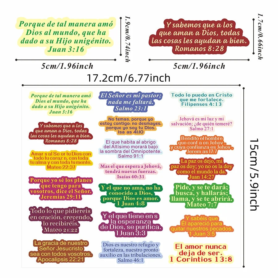200 Pcs Versos de la Biblia En Espanol Stickers – Inspirados en textos de la biblia Catolica