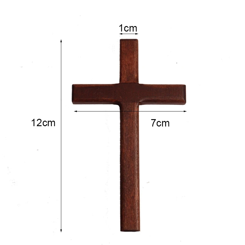 12x7cm Cruz Catolica de Madera de Mano, para la oracion personal