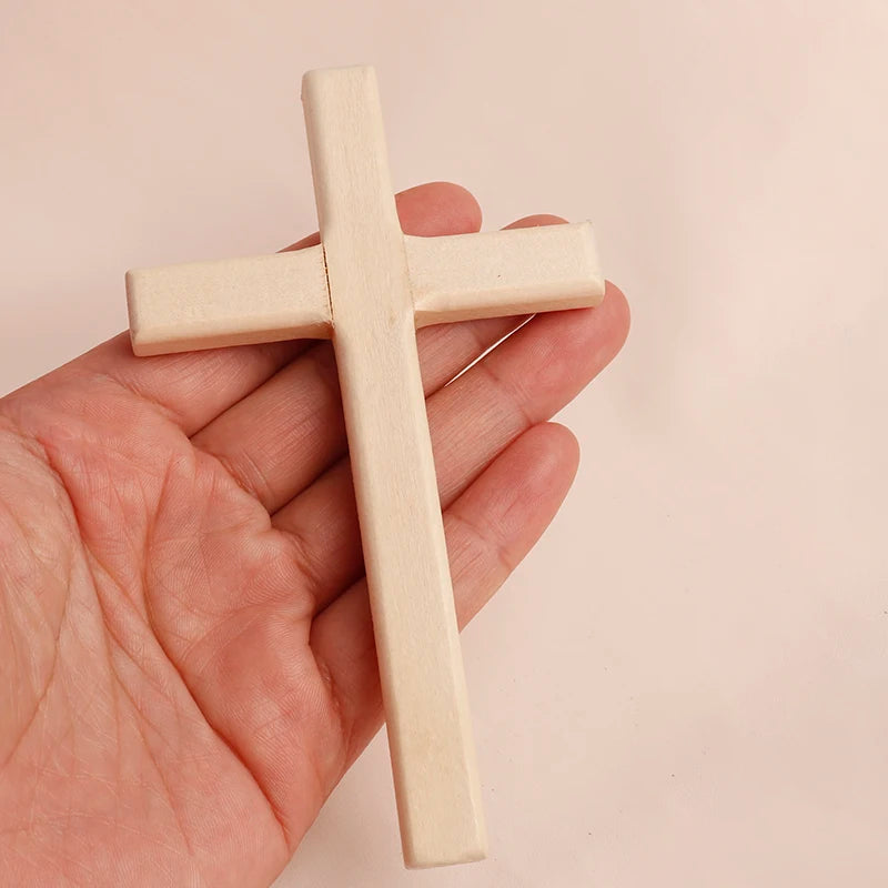 12x7cm Cruz Catolica de Madera de Mano, para la oracion personal
