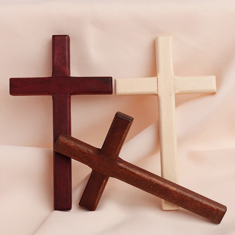 12x7cm Cruz Catolica de Madera de Mano, para la oracion personal