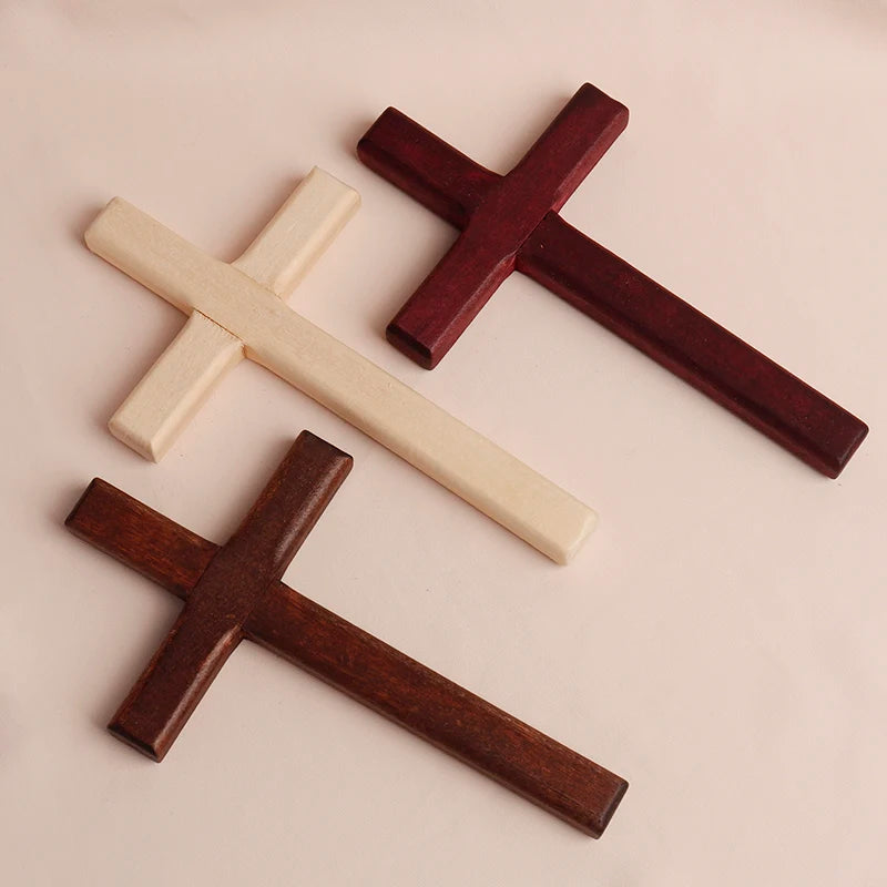 12x7cm Cruz Catolica de Madera de Mano, para la oracion personal